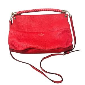 Kate Spade Red Leather Elliott Place Carmina Shoulder Bag with Gold Hardware EUC